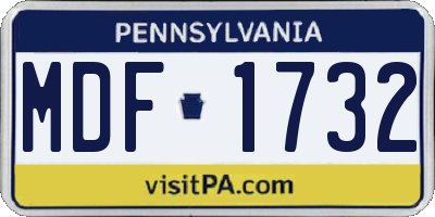 PA license plate MDF1732