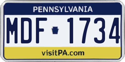 PA license plate MDF1734