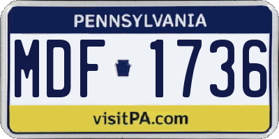 PA license plate MDF1736