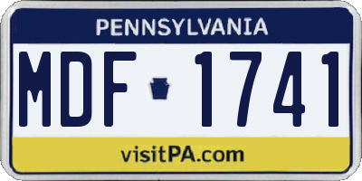 PA license plate MDF1741