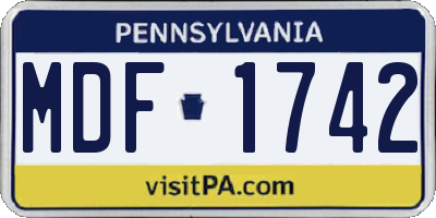PA license plate MDF1742