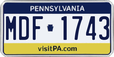 PA license plate MDF1743