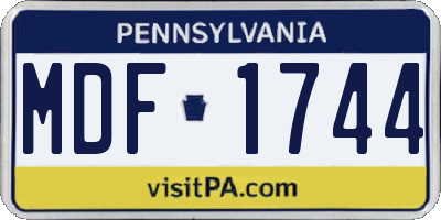 PA license plate MDF1744