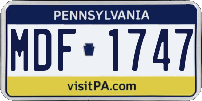 PA license plate MDF1747