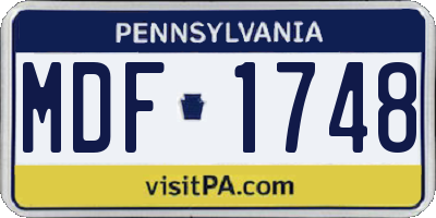 PA license plate MDF1748