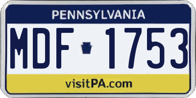 PA license plate MDF1753