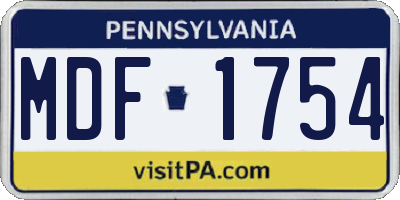 PA license plate MDF1754