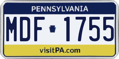 PA license plate MDF1755
