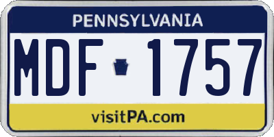 PA license plate MDF1757