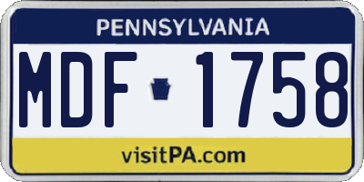 PA license plate MDF1758