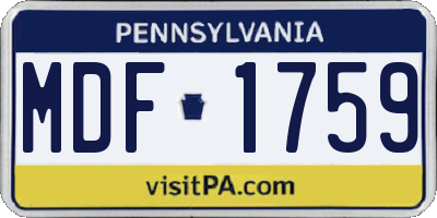 PA license plate MDF1759