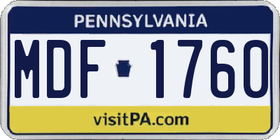 PA license plate MDF1760