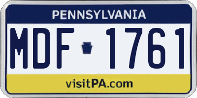PA license plate MDF1761