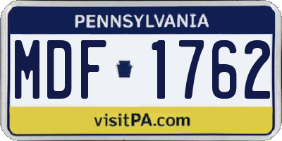 PA license plate MDF1762