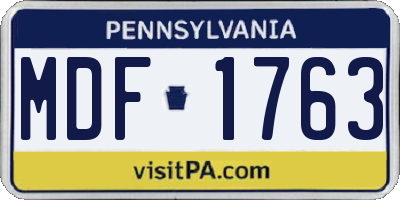 PA license plate MDF1763