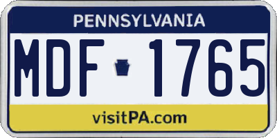 PA license plate MDF1765