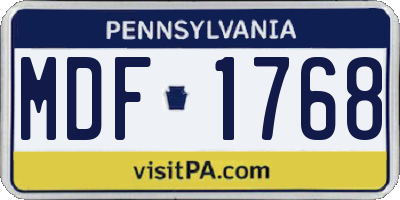PA license plate MDF1768