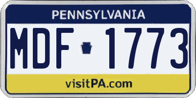 PA license plate MDF1773