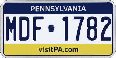 PA license plate MDF1782
