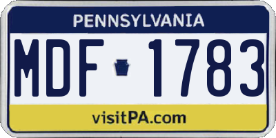 PA license plate MDF1783