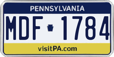 PA license plate MDF1784