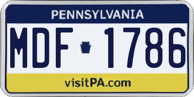 PA license plate MDF1786