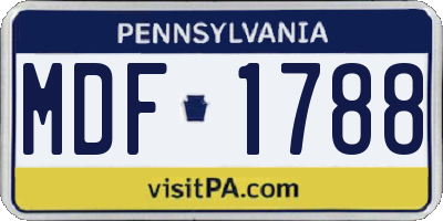 PA license plate MDF1788