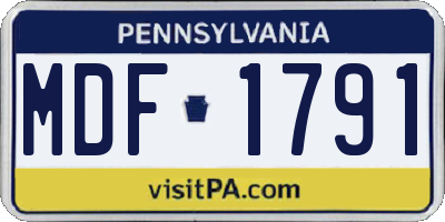 PA license plate MDF1791