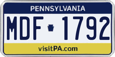 PA license plate MDF1792