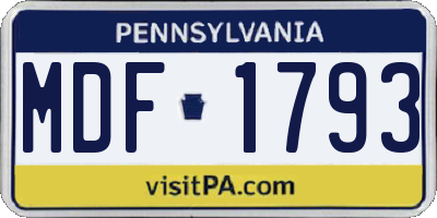 PA license plate MDF1793