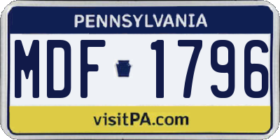 PA license plate MDF1796