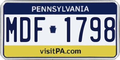 PA license plate MDF1798