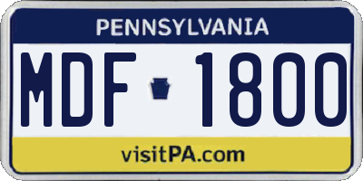 PA license plate MDF1800