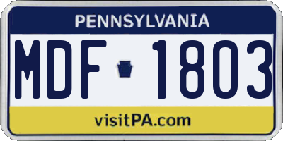 PA license plate MDF1803