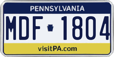 PA license plate MDF1804