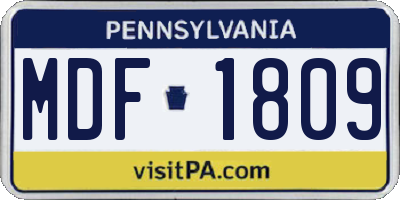 PA license plate MDF1809