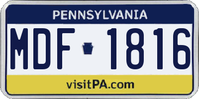 PA license plate MDF1816