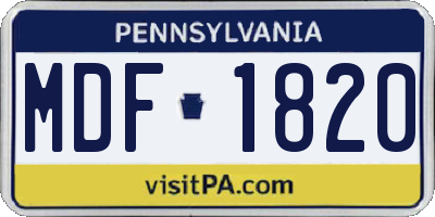 PA license plate MDF1820