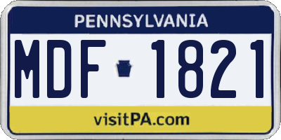 PA license plate MDF1821