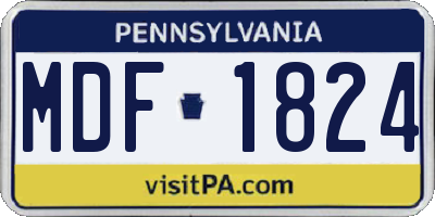 PA license plate MDF1824