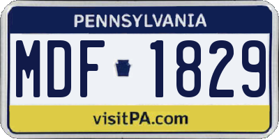 PA license plate MDF1829