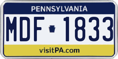 PA license plate MDF1833
