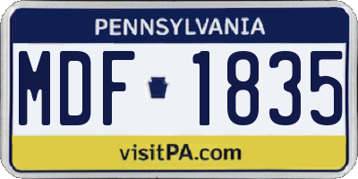 PA license plate MDF1835