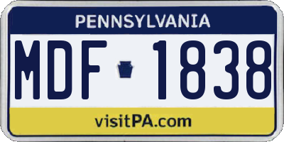 PA license plate MDF1838