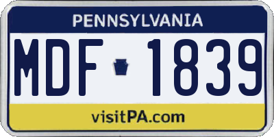 PA license plate MDF1839