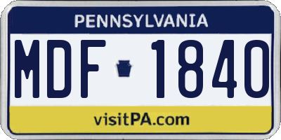 PA license plate MDF1840