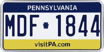 PA license plate MDF1844