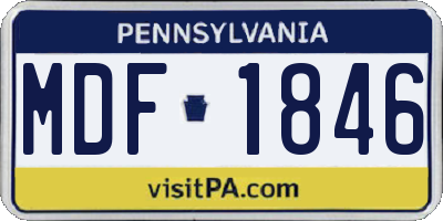 PA license plate MDF1846