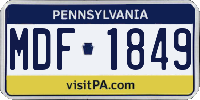 PA license plate MDF1849
