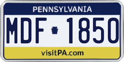 PA license plate MDF1850